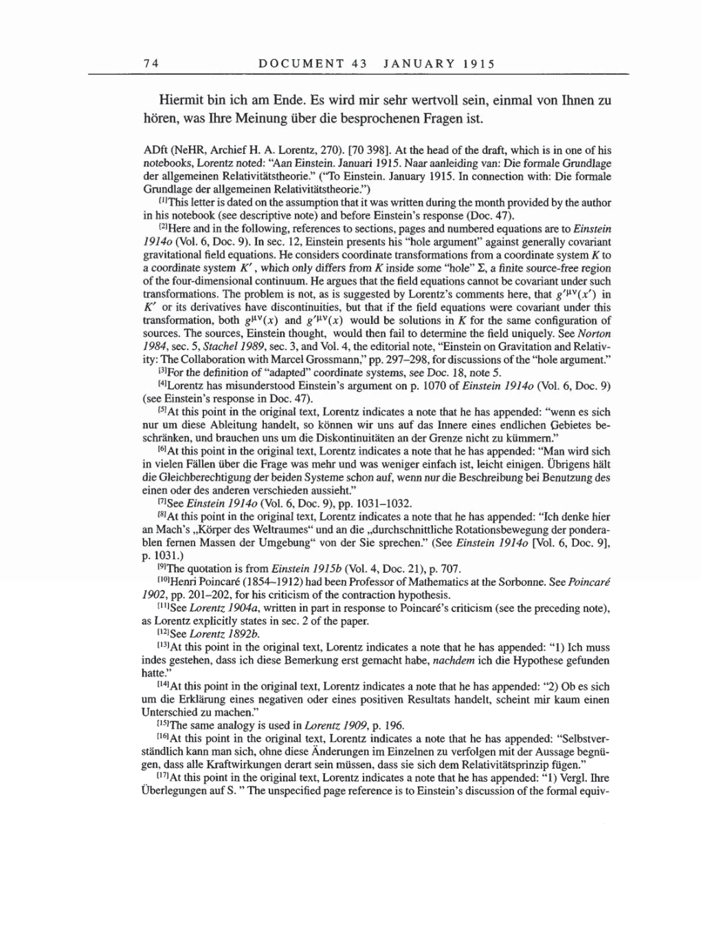 Volume 8, Part A: The Berlin Years: Correspondence 1914-1917 page 74