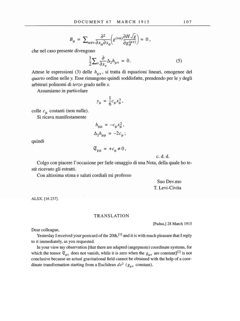 Volume 8, Part A: The Berlin Years: Correspondence 1914-1917 page 107