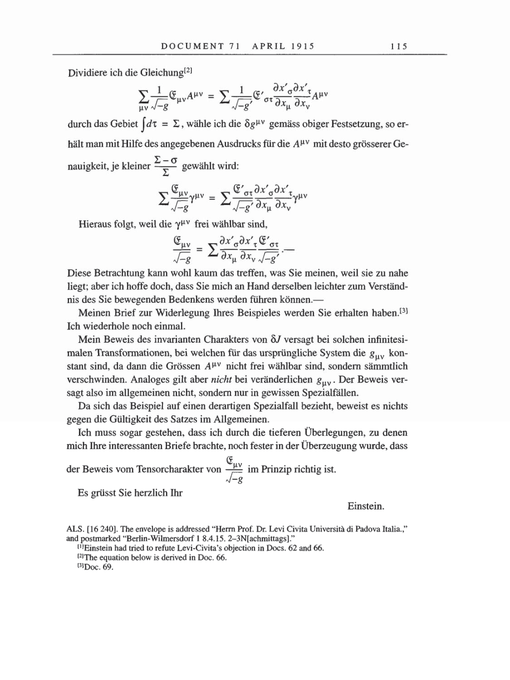 Volume 8, Part A: The Berlin Years: Correspondence 1914-1917 page 115