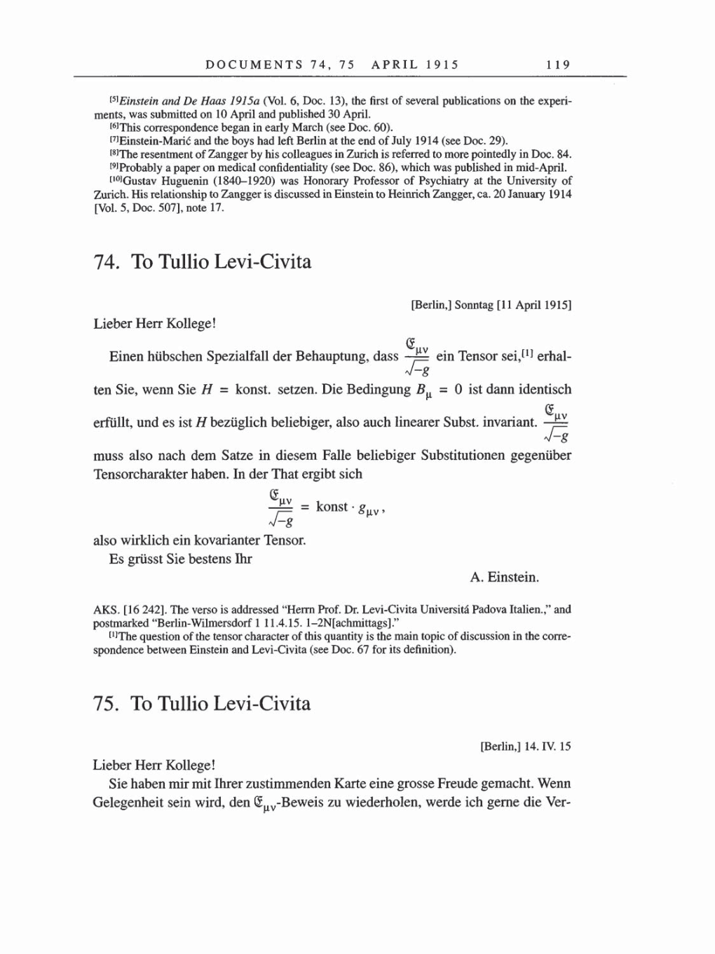 Volume 8, Part A: The Berlin Years: Correspondence 1914-1917 page 119