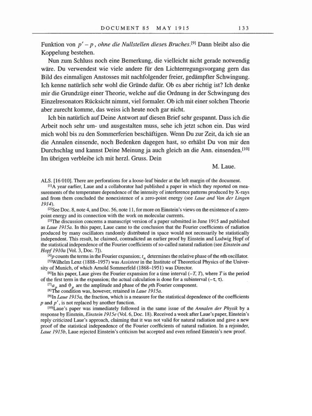 Volume 8, Part A: The Berlin Years: Correspondence 1914-1917 page 133