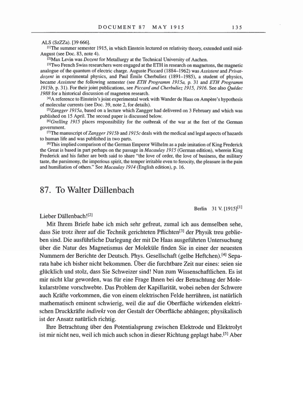 Volume 8, Part A: The Berlin Years: Correspondence 1914-1917 page 135