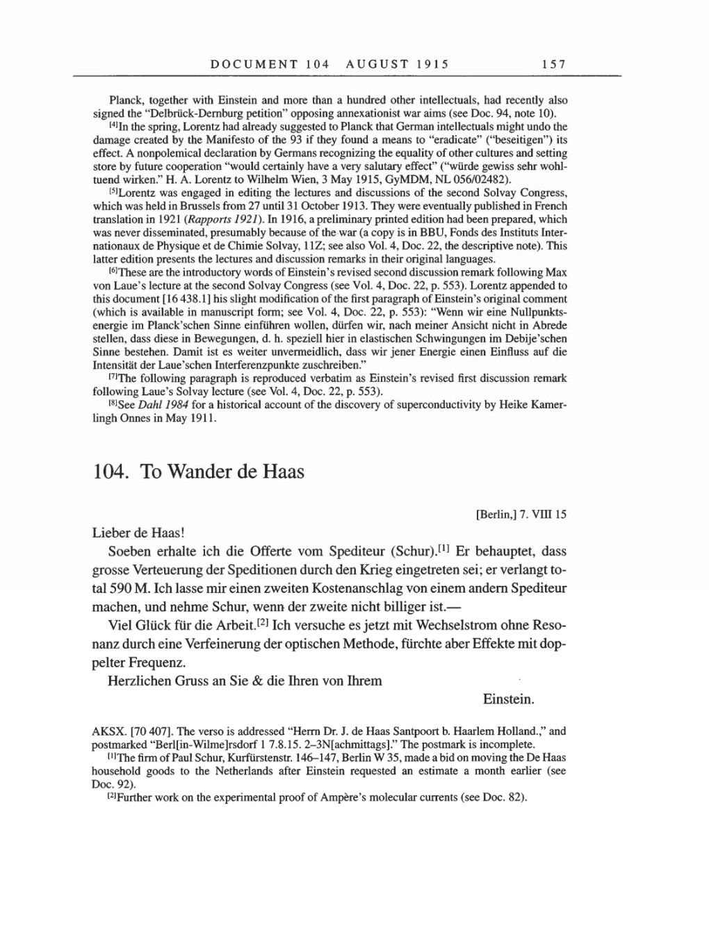 Volume 8, Part A: The Berlin Years: Correspondence 1914-1917 page 157