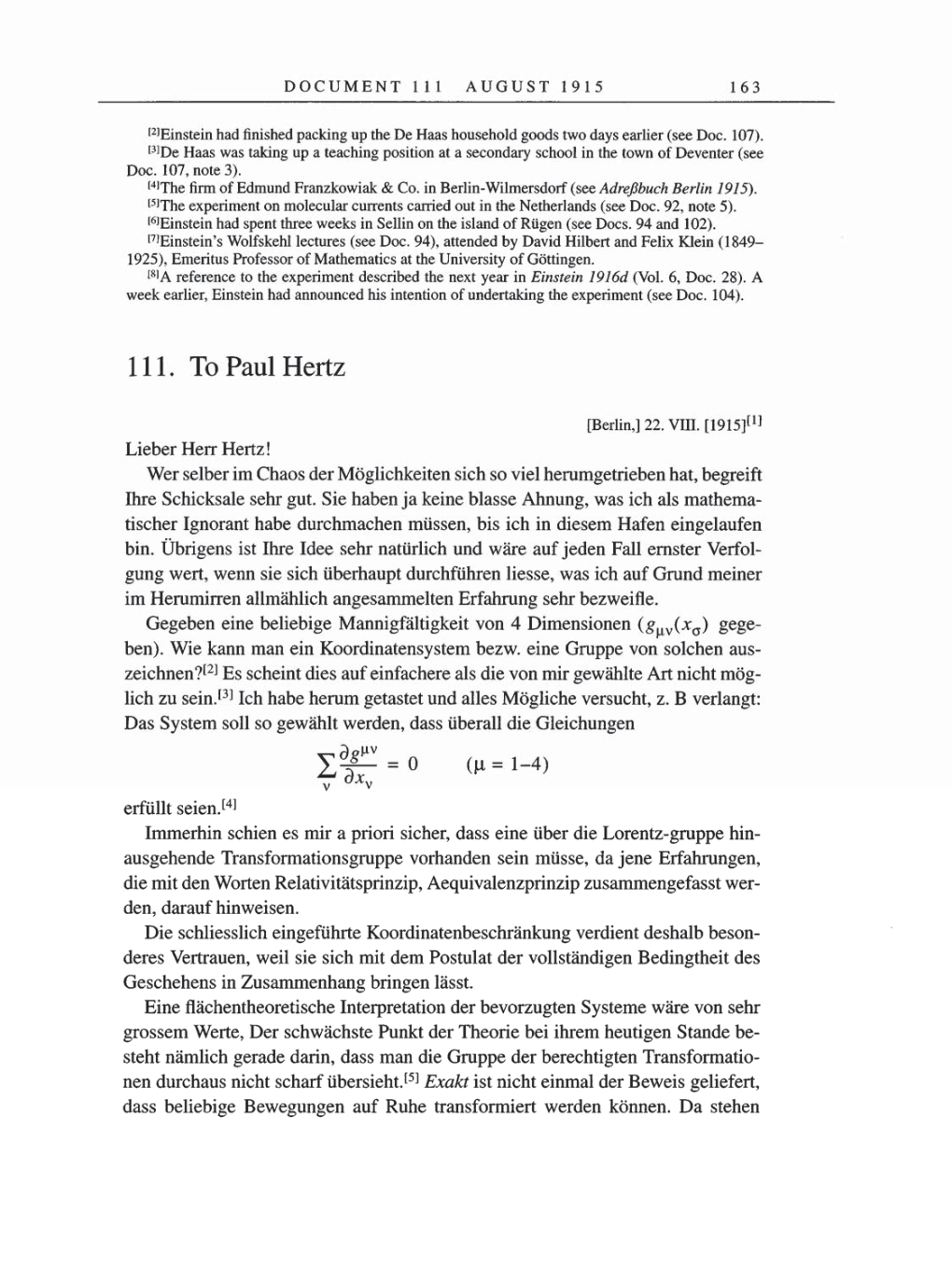 Volume 8, Part A: The Berlin Years: Correspondence 1914-1917 page 163