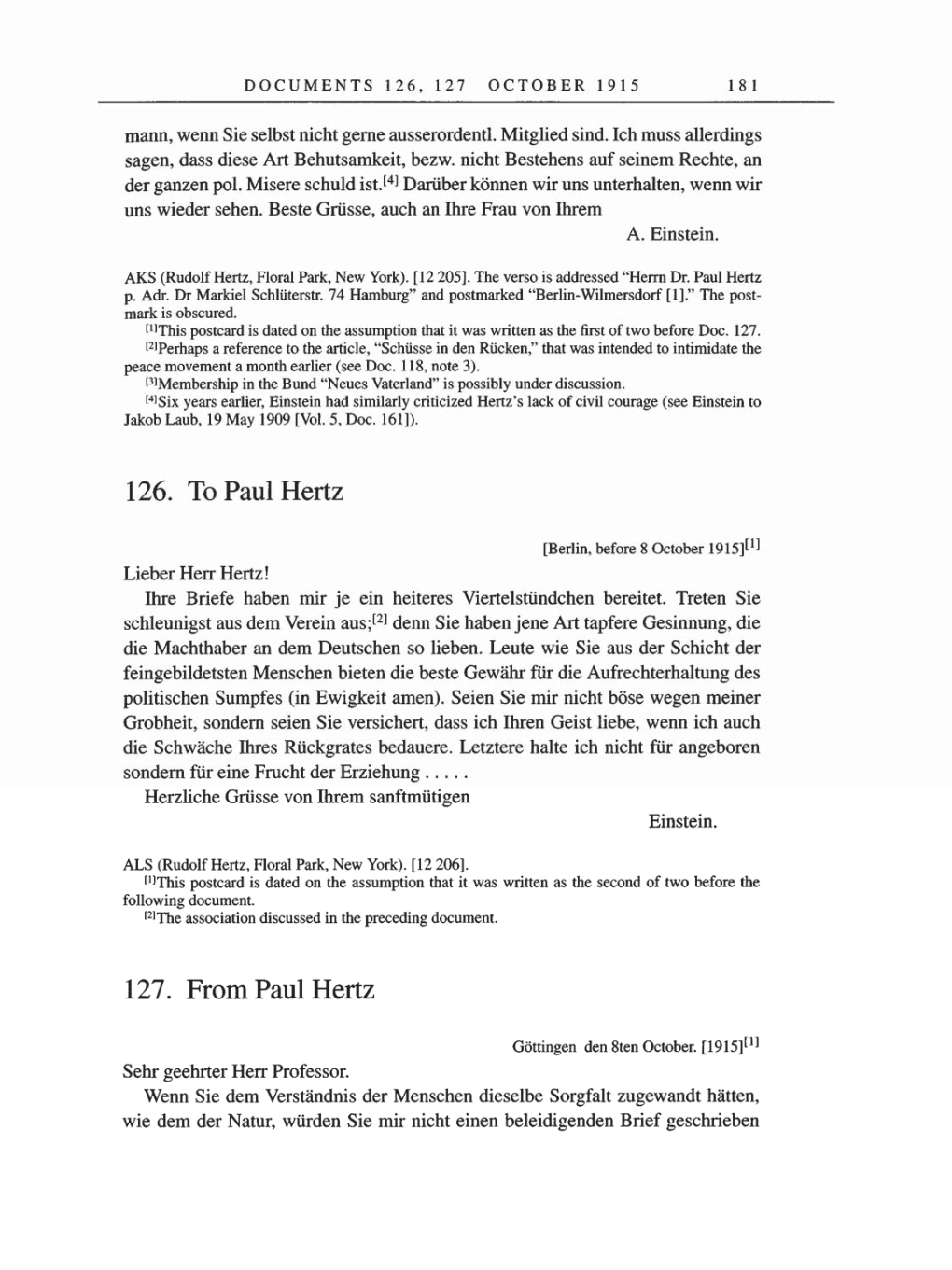 Volume 8, Part A: The Berlin Years: Correspondence 1914-1917 page 181