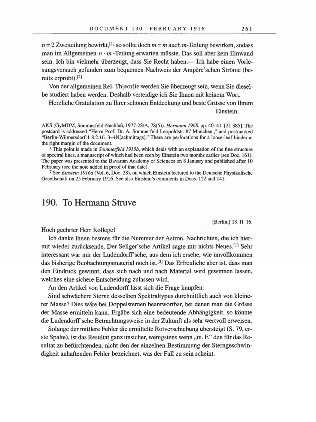 Volume 8, Part A: The Berlin Years: Correspondence 1914-1917 page 261