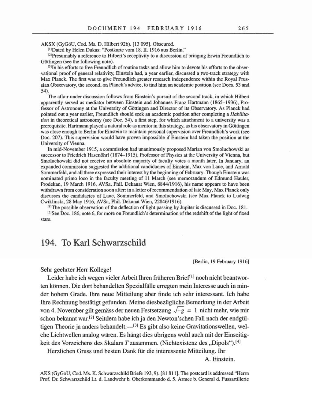 Volume 8, Part A: The Berlin Years: Correspondence 1914-1917 page 265