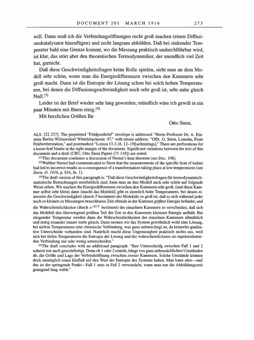 Volume 8, Part A: The Berlin Years: Correspondence 1914-1917 page 273