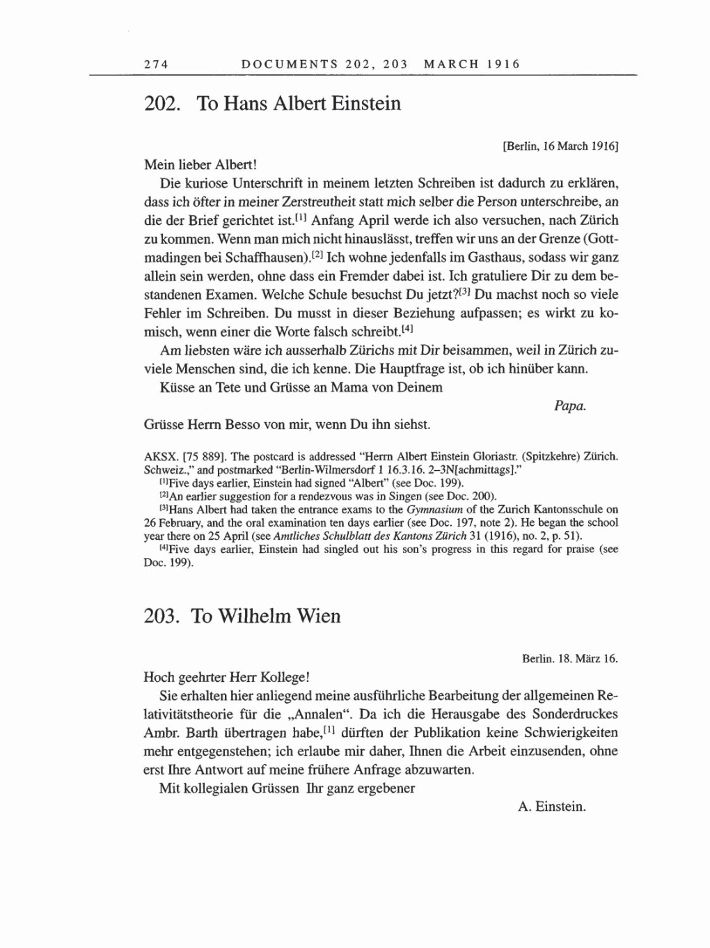 Volume 8, Part A: The Berlin Years: Correspondence 1914-1917 page 274