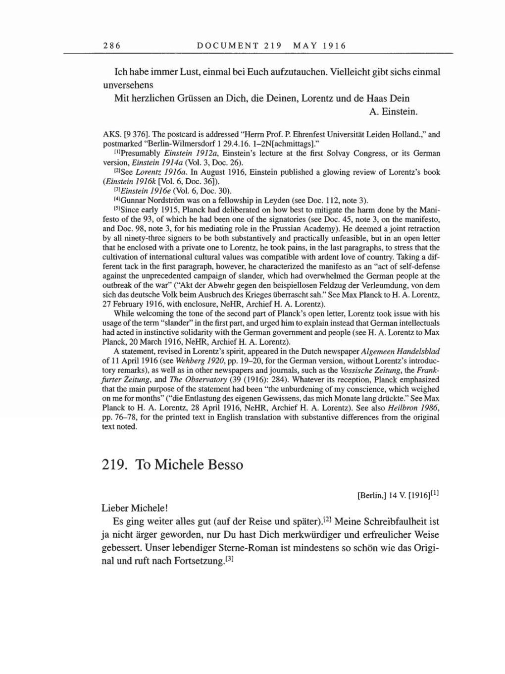 Volume 8, Part A: The Berlin Years: Correspondence 1914-1917 page 286