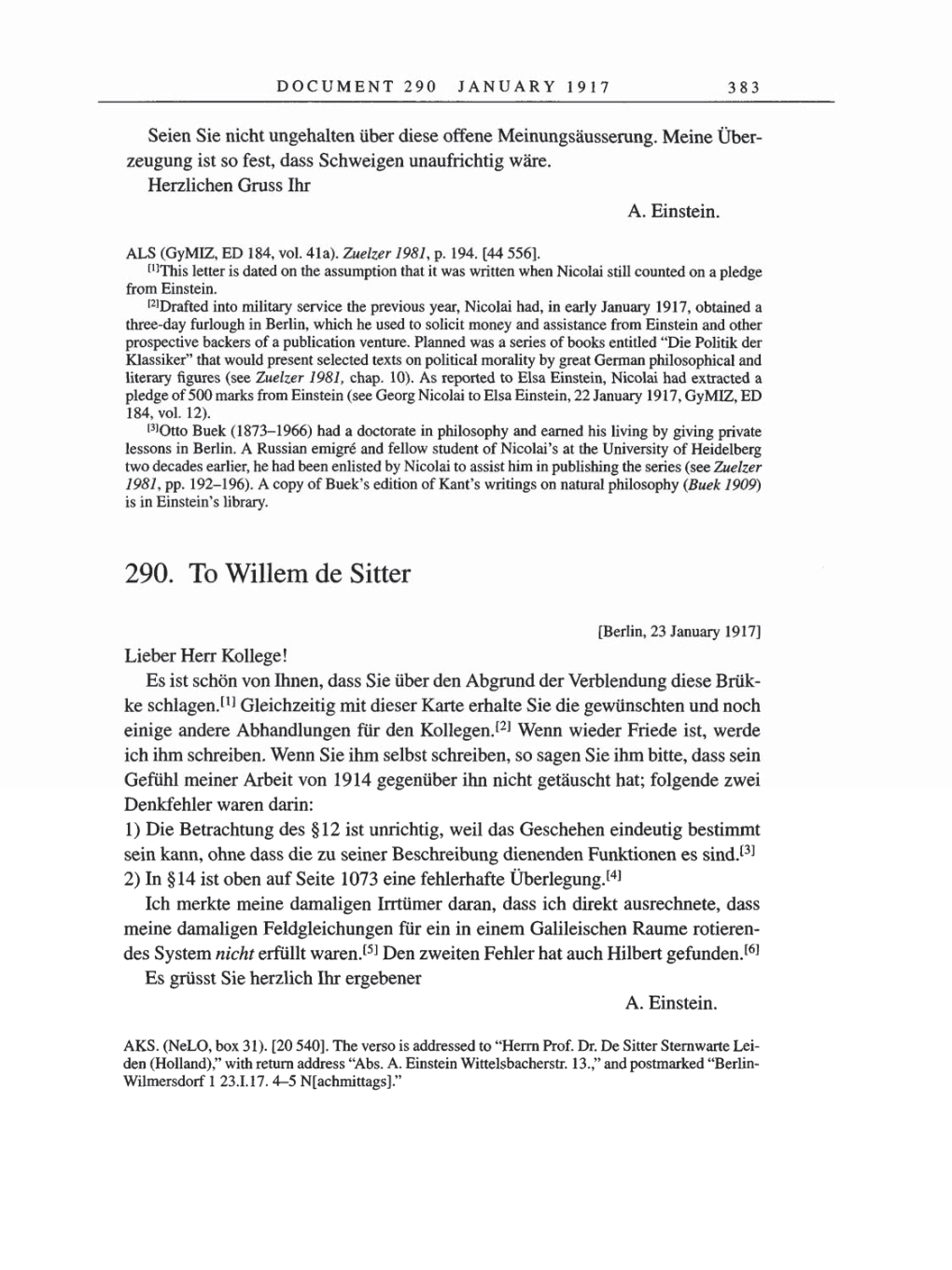 Volume 8, Part A: The Berlin Years: Correspondence 1914-1917 page 383