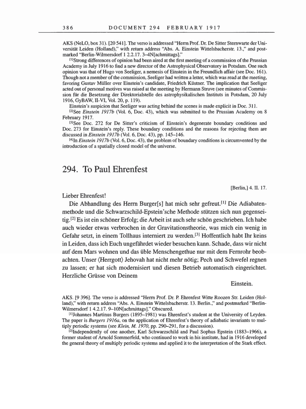 Volume 8, Part A: The Berlin Years: Correspondence 1914-1917 page 386