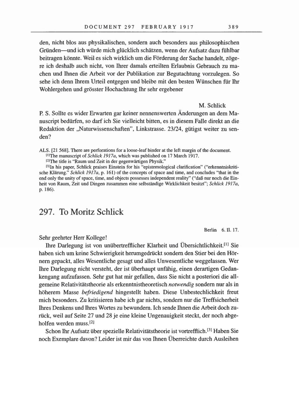 Volume 8, Part A: The Berlin Years: Correspondence 1914-1917 page 389
