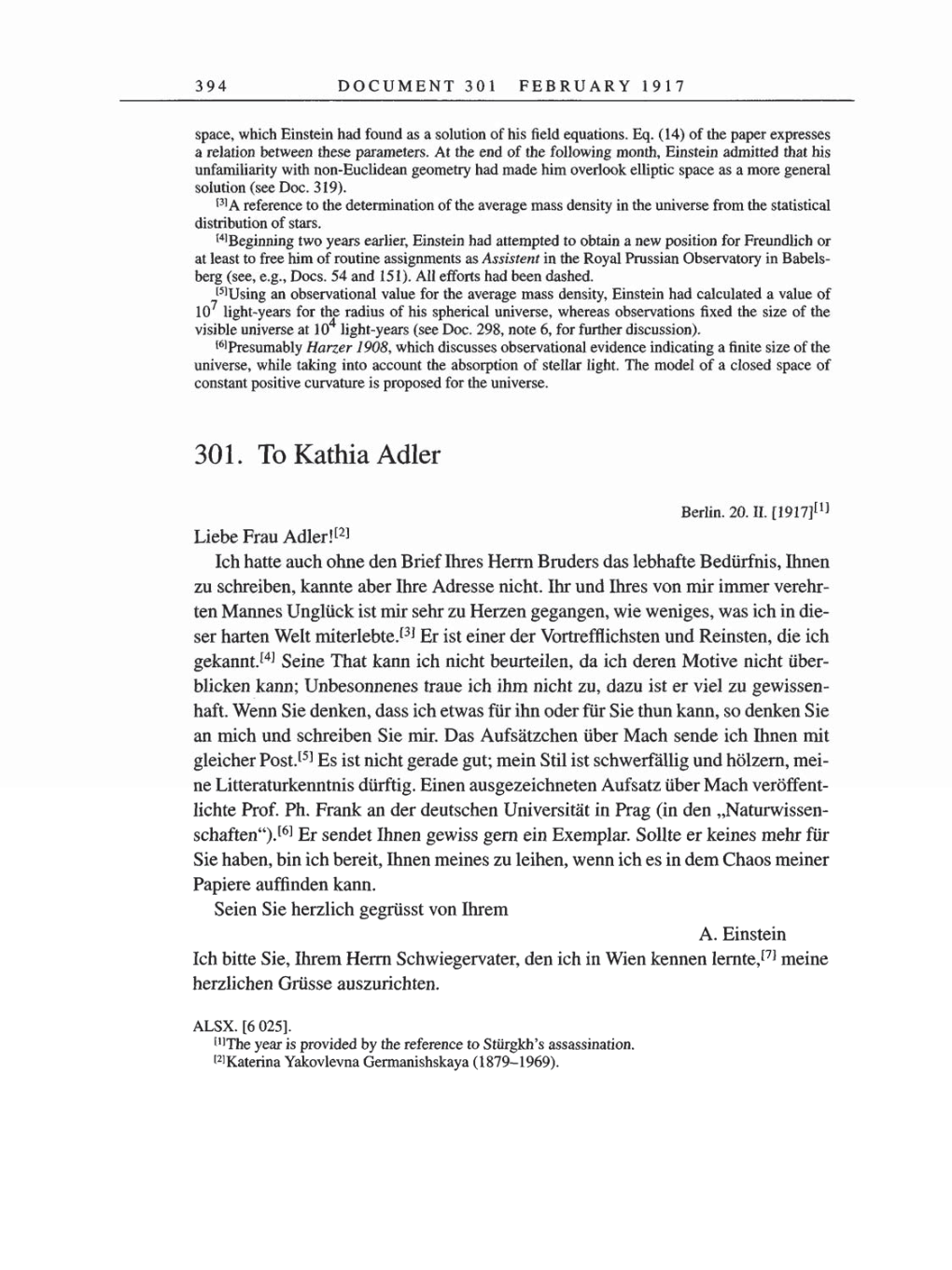 Volume 8, Part A: The Berlin Years: Correspondence 1914-1917 page 394