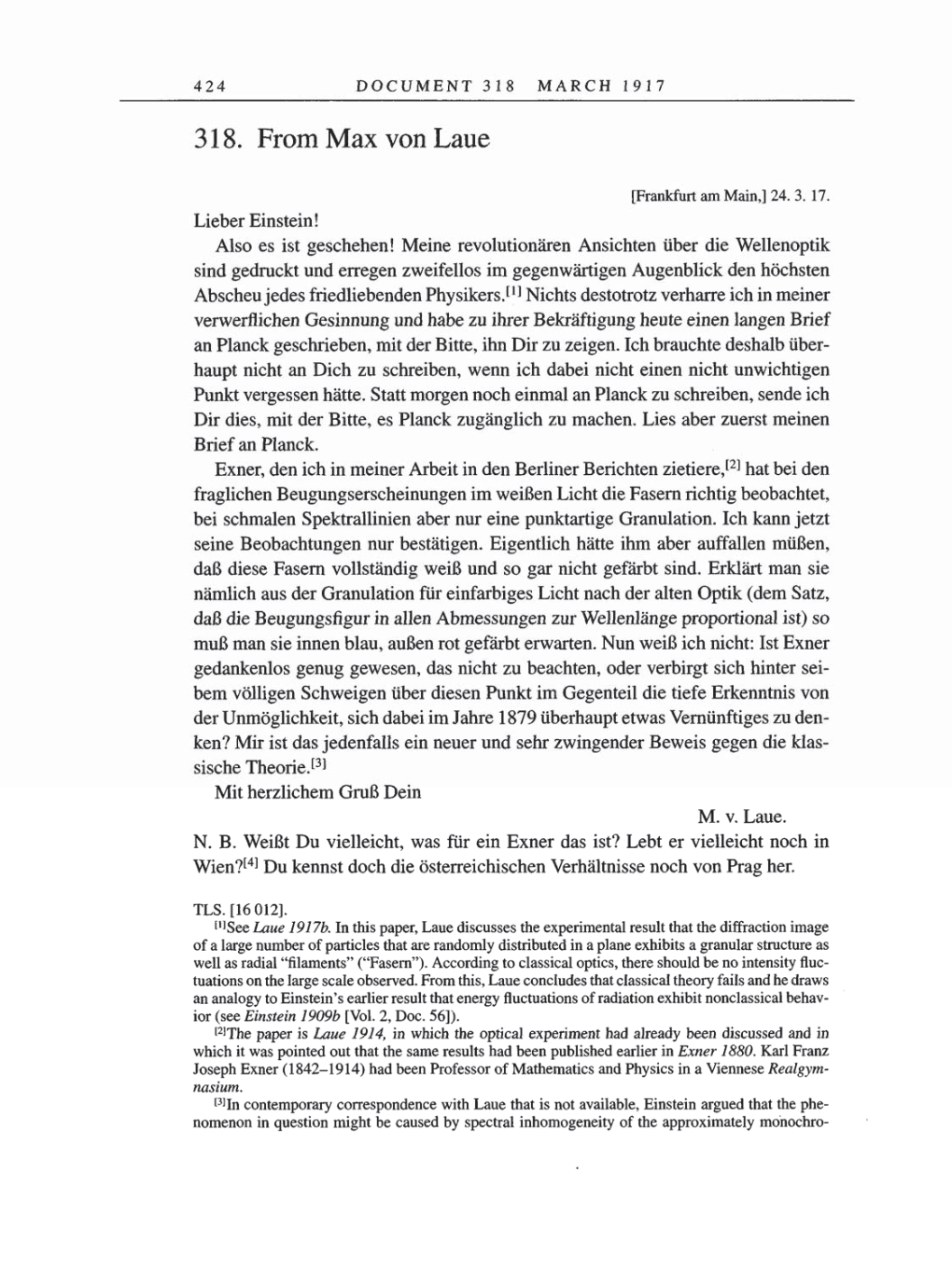 Volume 8, Part A: The Berlin Years: Correspondence 1914-1917 page 424