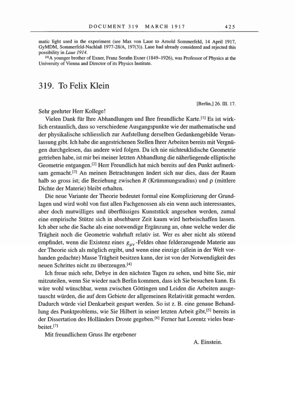 Volume 8, Part A: The Berlin Years: Correspondence 1914-1917 page 425