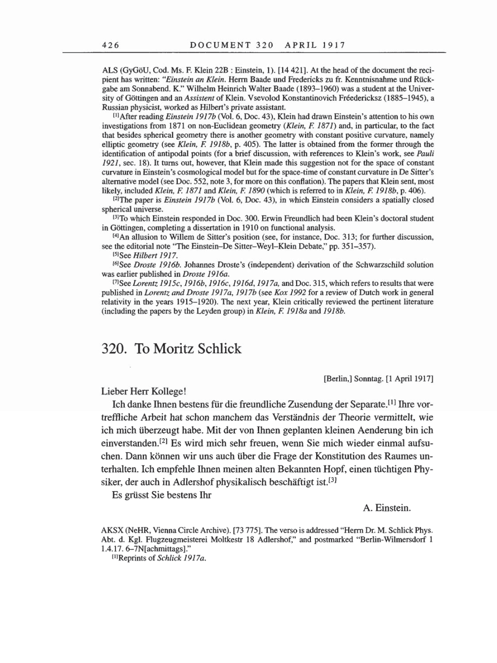 Volume 8, Part A: The Berlin Years: Correspondence 1914-1917 page 426