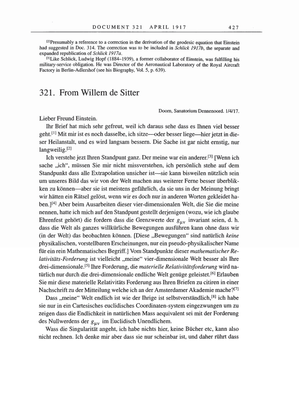 Volume 8, Part A: The Berlin Years: Correspondence 1914-1917 page 427