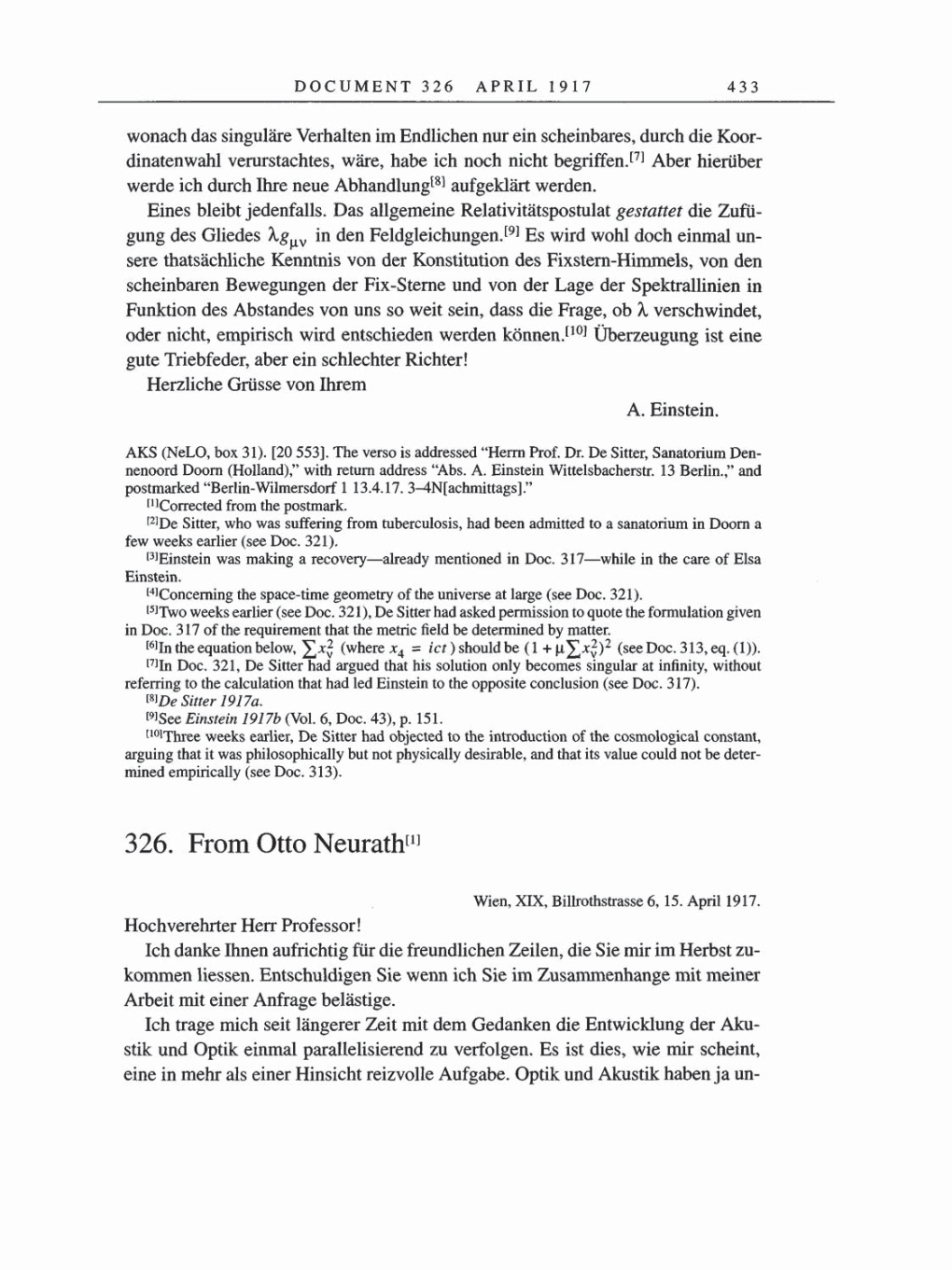 Volume 8, Part A: The Berlin Years: Correspondence 1914-1917 page 433