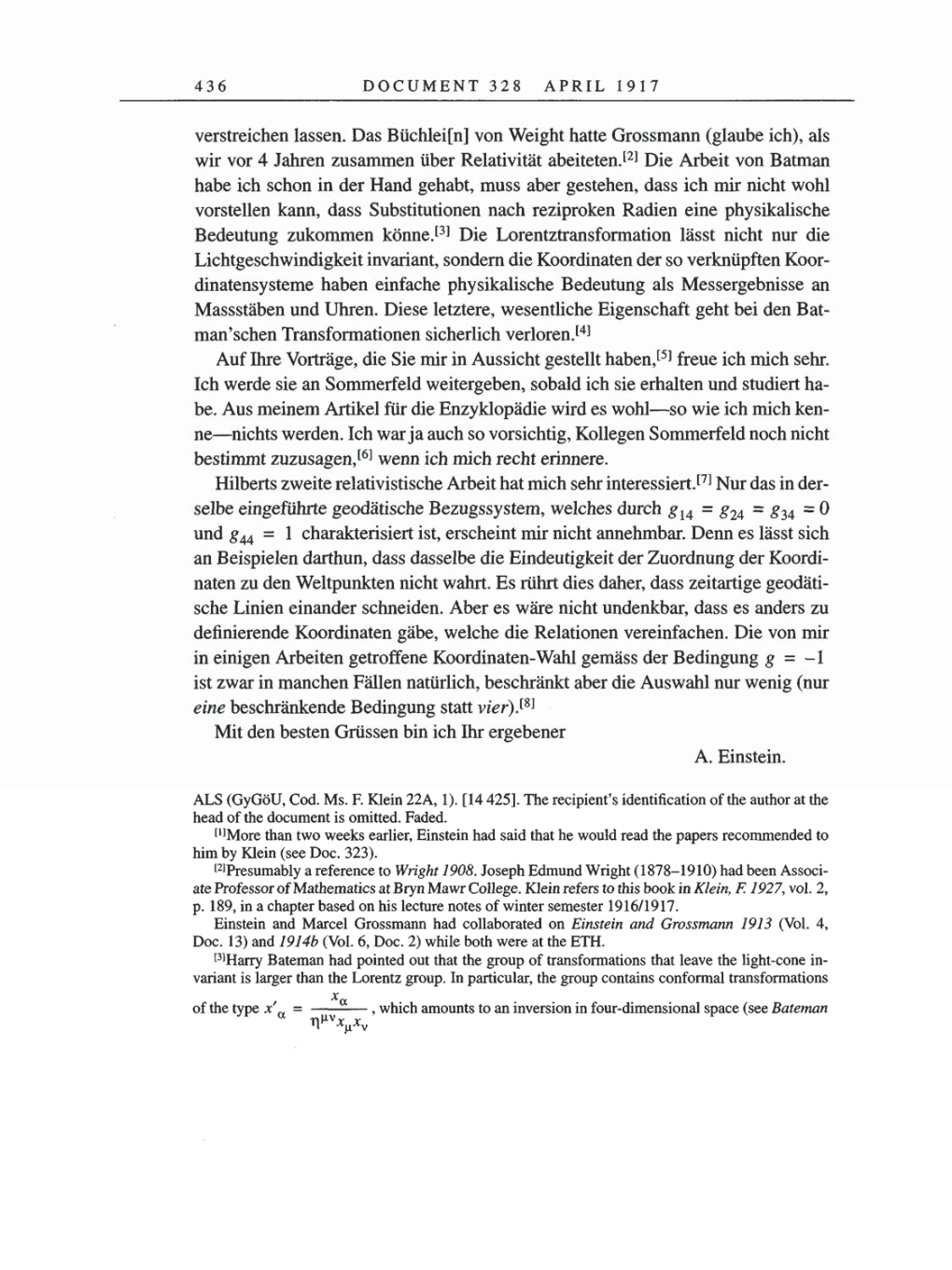 Volume 8, Part A: The Berlin Years: Correspondence 1914-1917 page 436