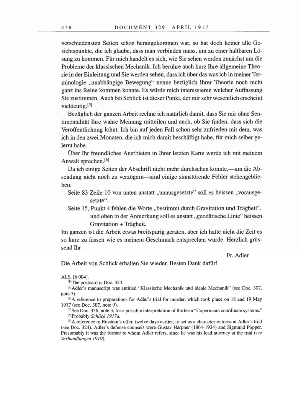 Volume 8, Part A: The Berlin Years: Correspondence 1914-1917 page 438