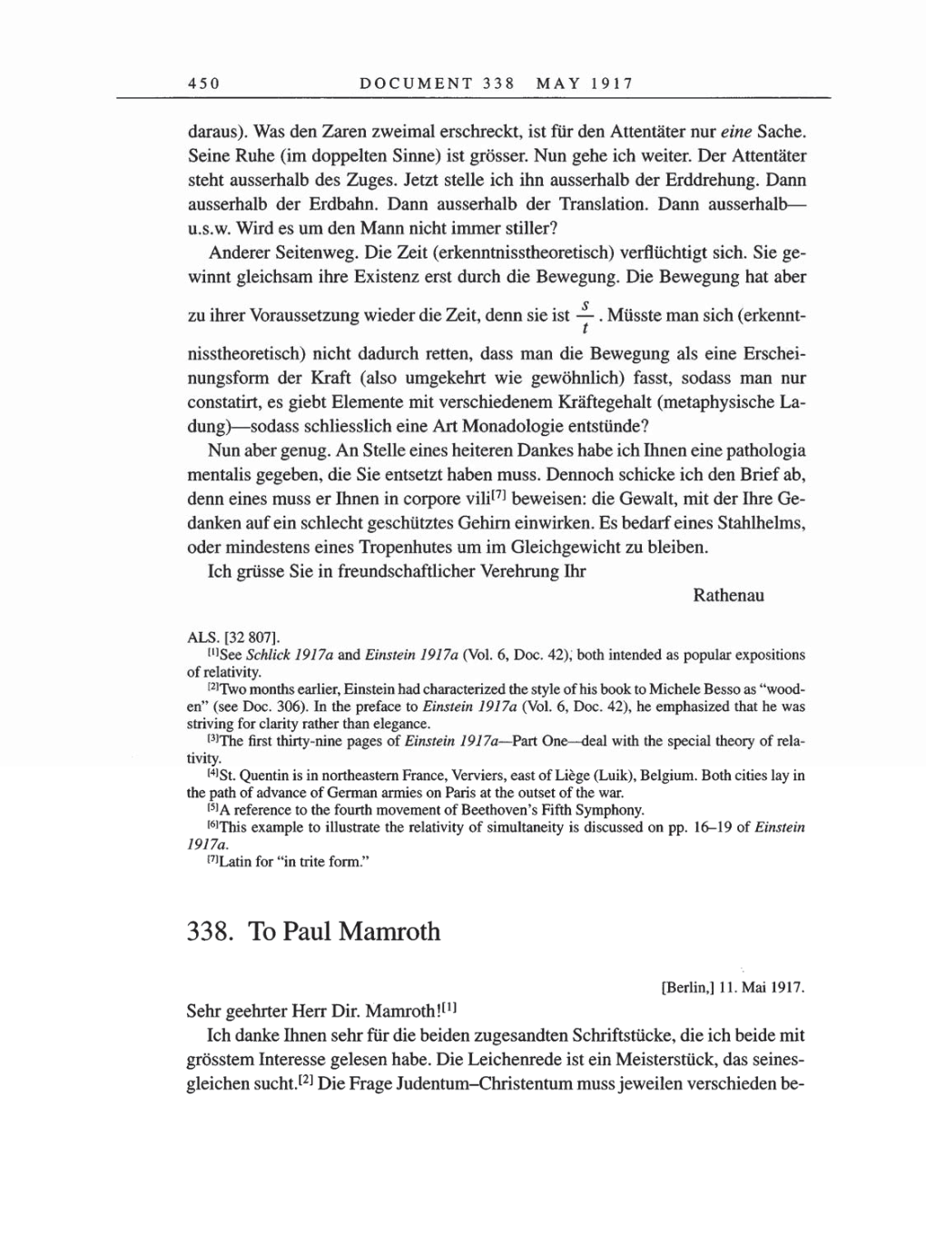 Volume 8, Part A: The Berlin Years: Correspondence 1914-1917 page 450