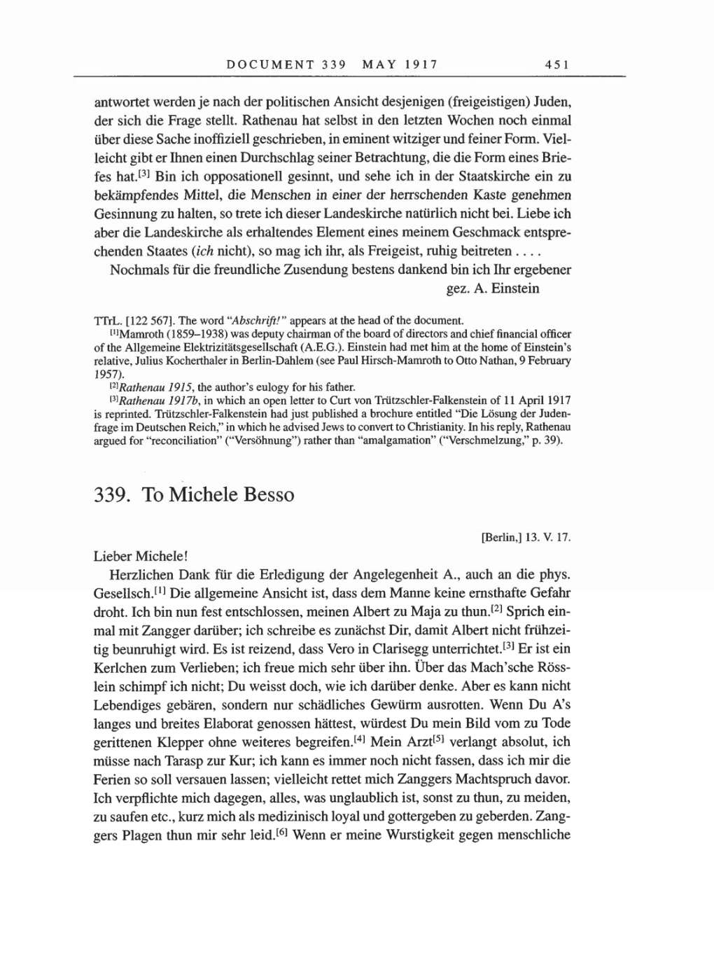 Volume 8, Part A: The Berlin Years: Correspondence 1914-1917 page 451