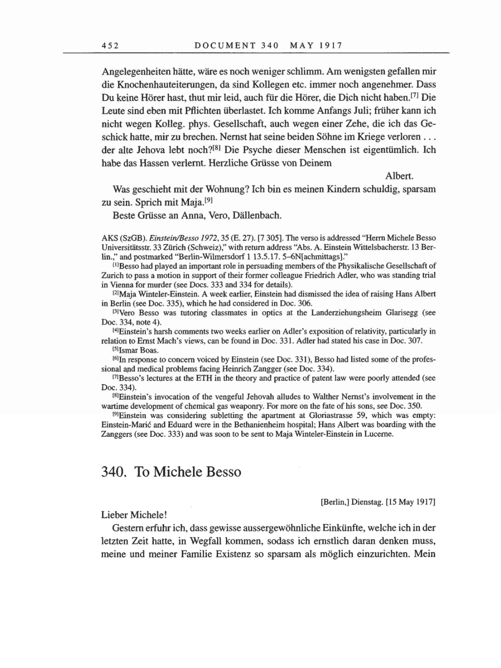Volume 8, Part A: The Berlin Years: Correspondence 1914-1917 page 452