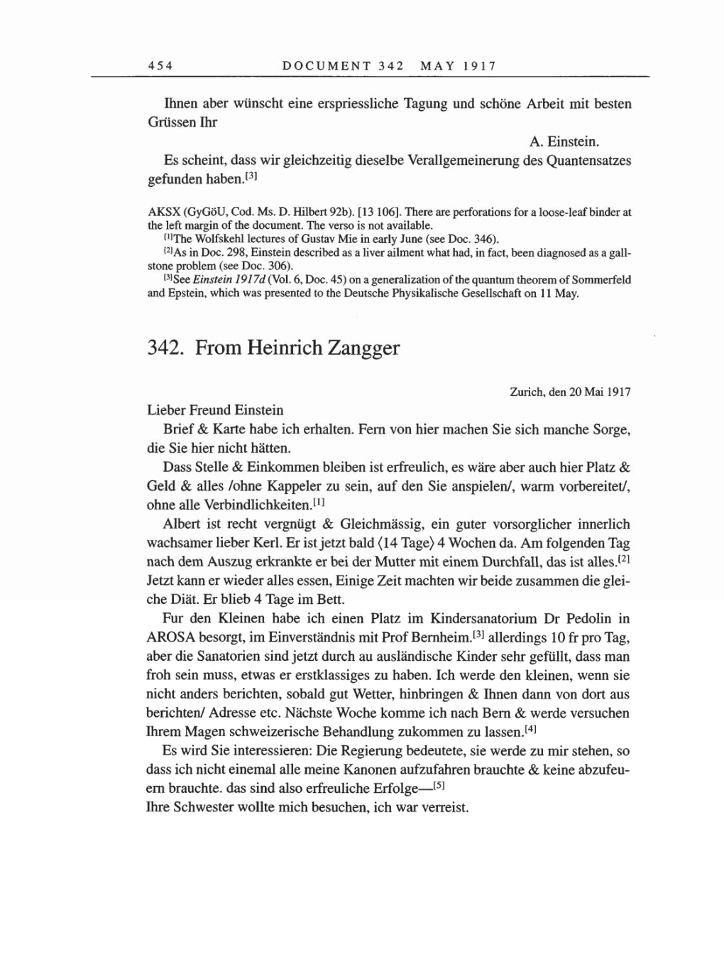Volume 8, Part A: The Berlin Years: Correspondence 1914-1917 page 454
