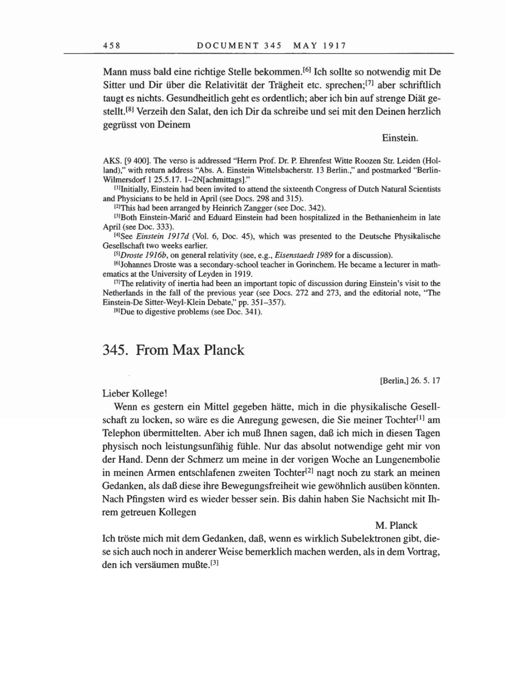 Volume 8, Part A: The Berlin Years: Correspondence 1914-1917 page 458