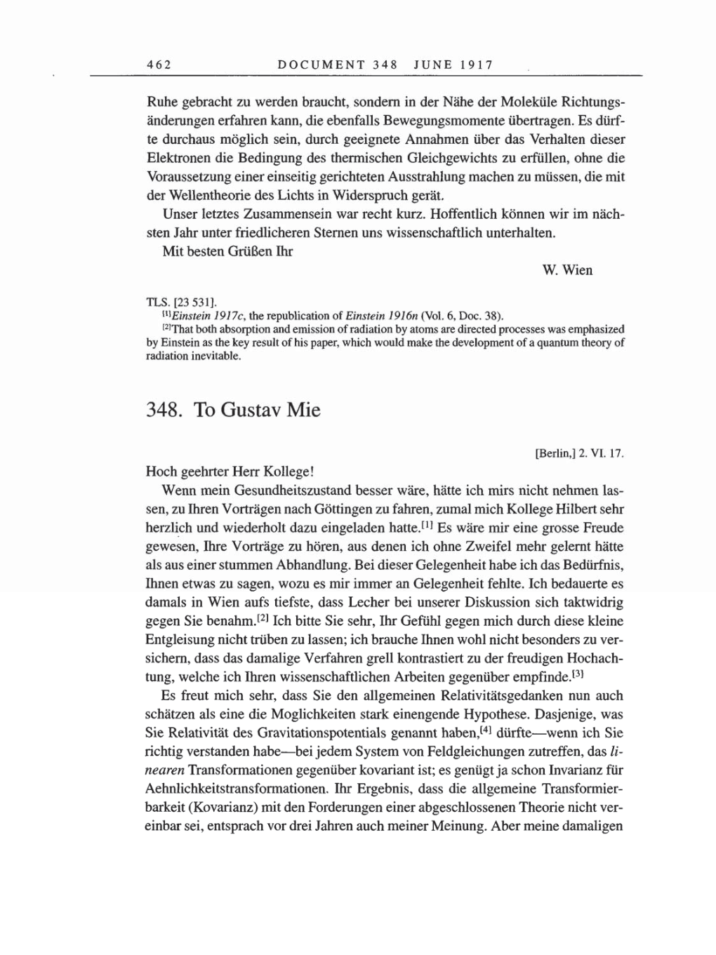 Volume 8, Part A: The Berlin Years: Correspondence 1914-1917 page 462