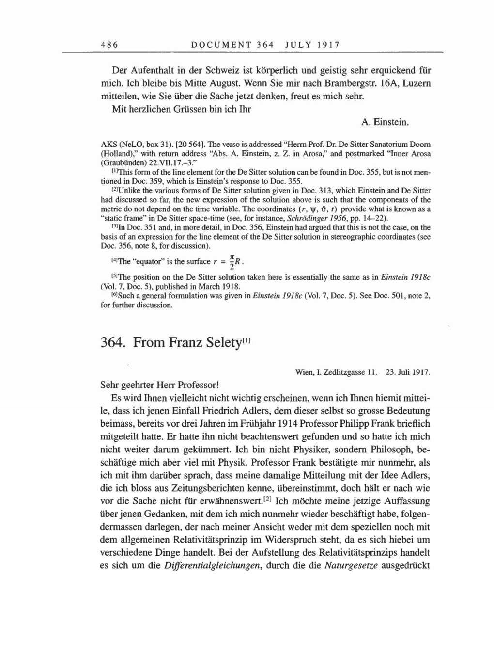Volume 8, Part A: The Berlin Years: Correspondence 1914-1917 page 486
