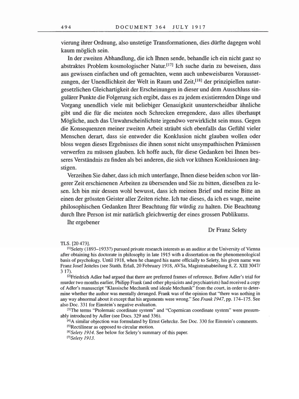 Volume 8, Part A: The Berlin Years: Correspondence 1914-1917 page 494