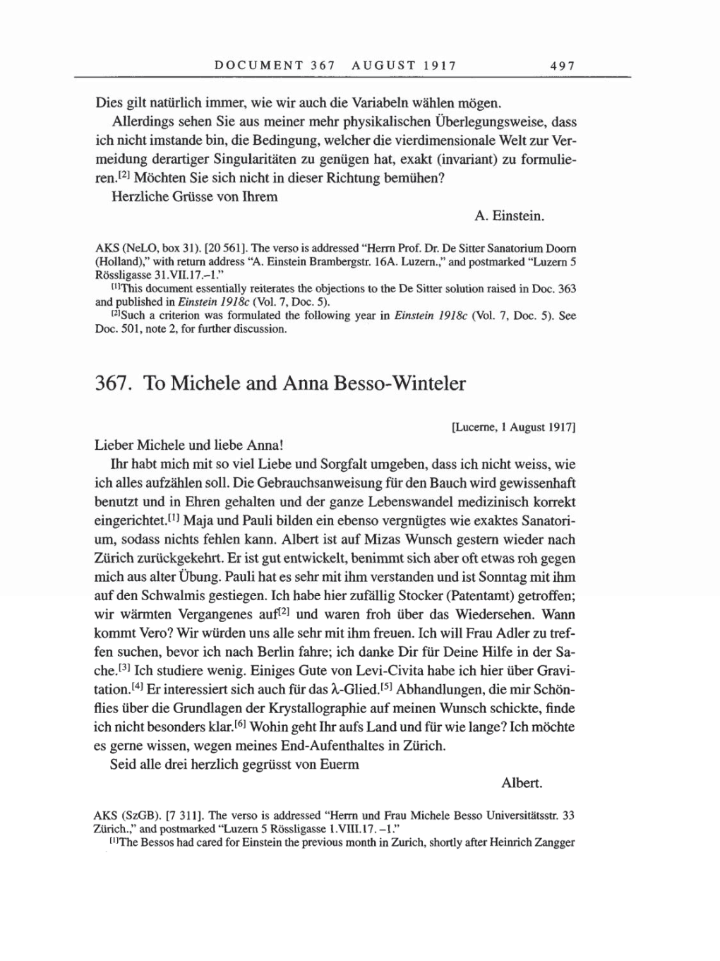 Volume 8, Part A: The Berlin Years: Correspondence 1914-1917 page 497