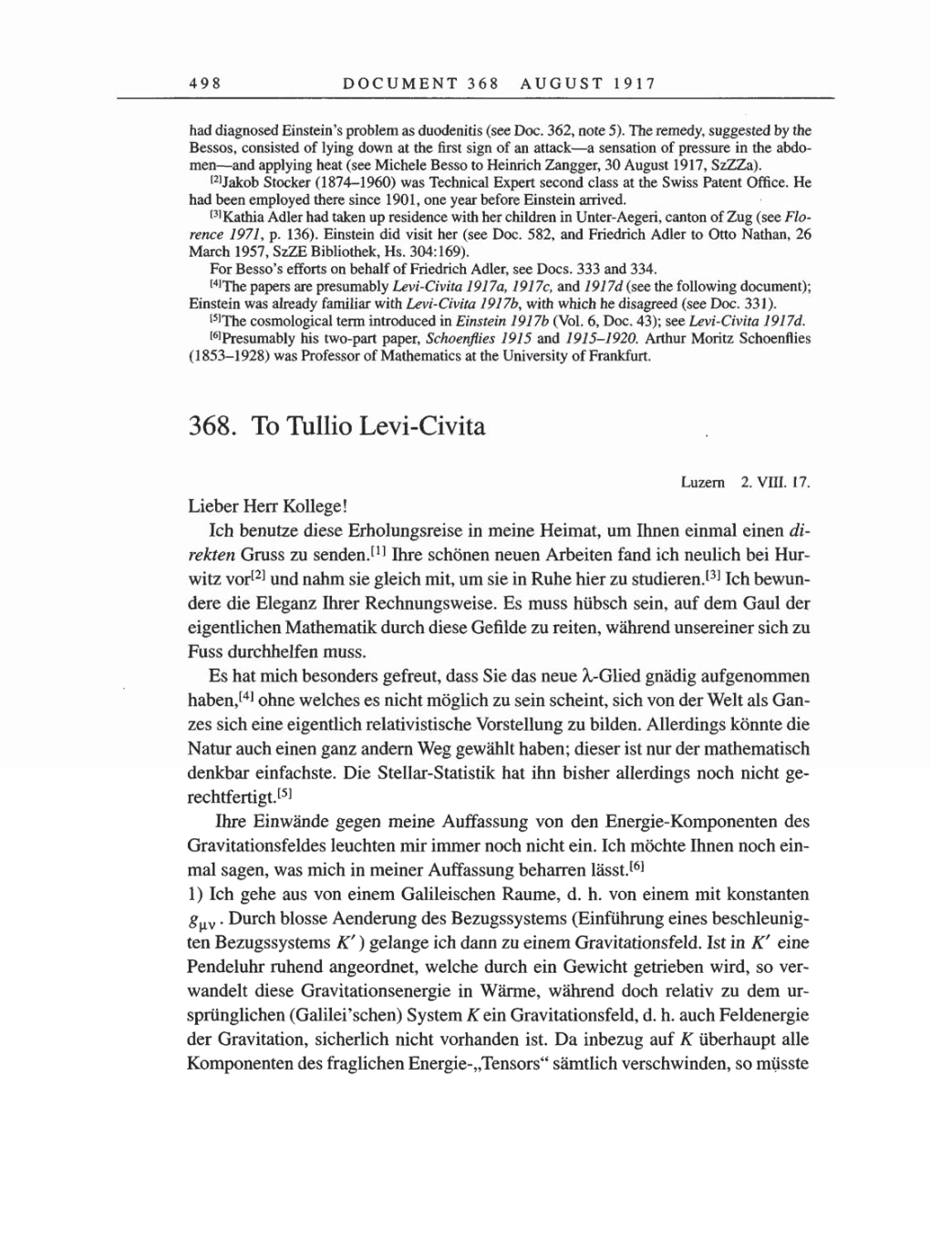 Volume 8, Part A: The Berlin Years: Correspondence 1914-1917 page 498