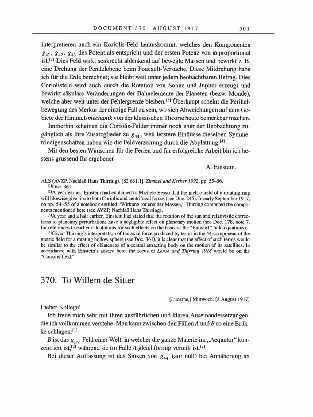 Volume 8, Part A: The Berlin Years: Correspondence 1914-1917 page 501