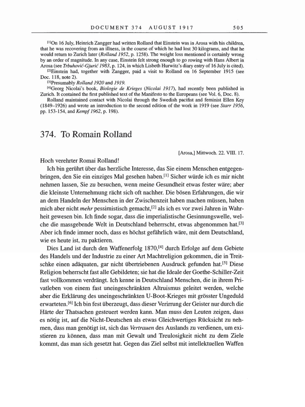 Volume 8, Part A: The Berlin Years: Correspondence 1914-1917 page 505