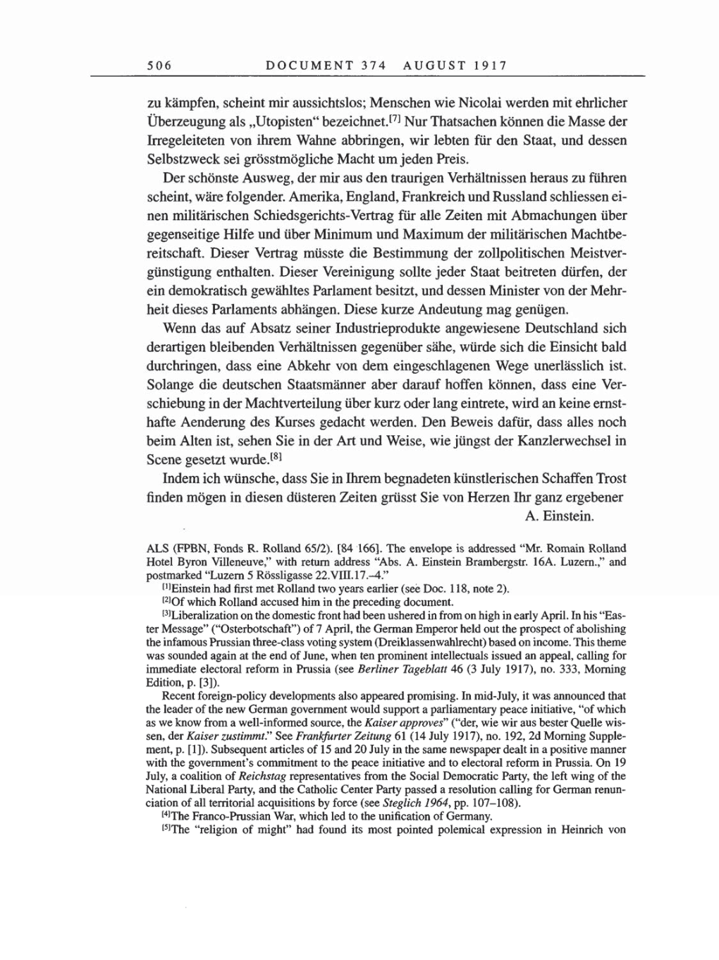 Volume 8, Part A: The Berlin Years: Correspondence 1914-1917 page 506