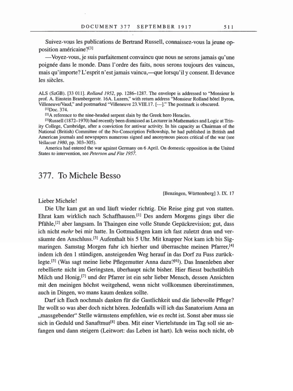 Volume 8, Part A: The Berlin Years: Correspondence 1914-1917 page 511