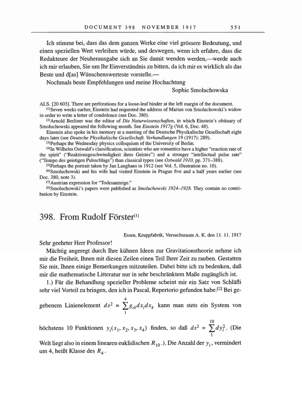 Volume 8, Part A: The Berlin Years: Correspondence 1914-1917 page 551