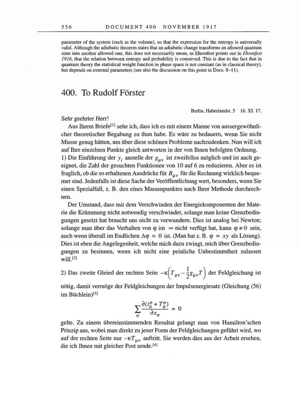 Volume 8, Part A: The Berlin Years: Correspondence 1914-1917 page 556
