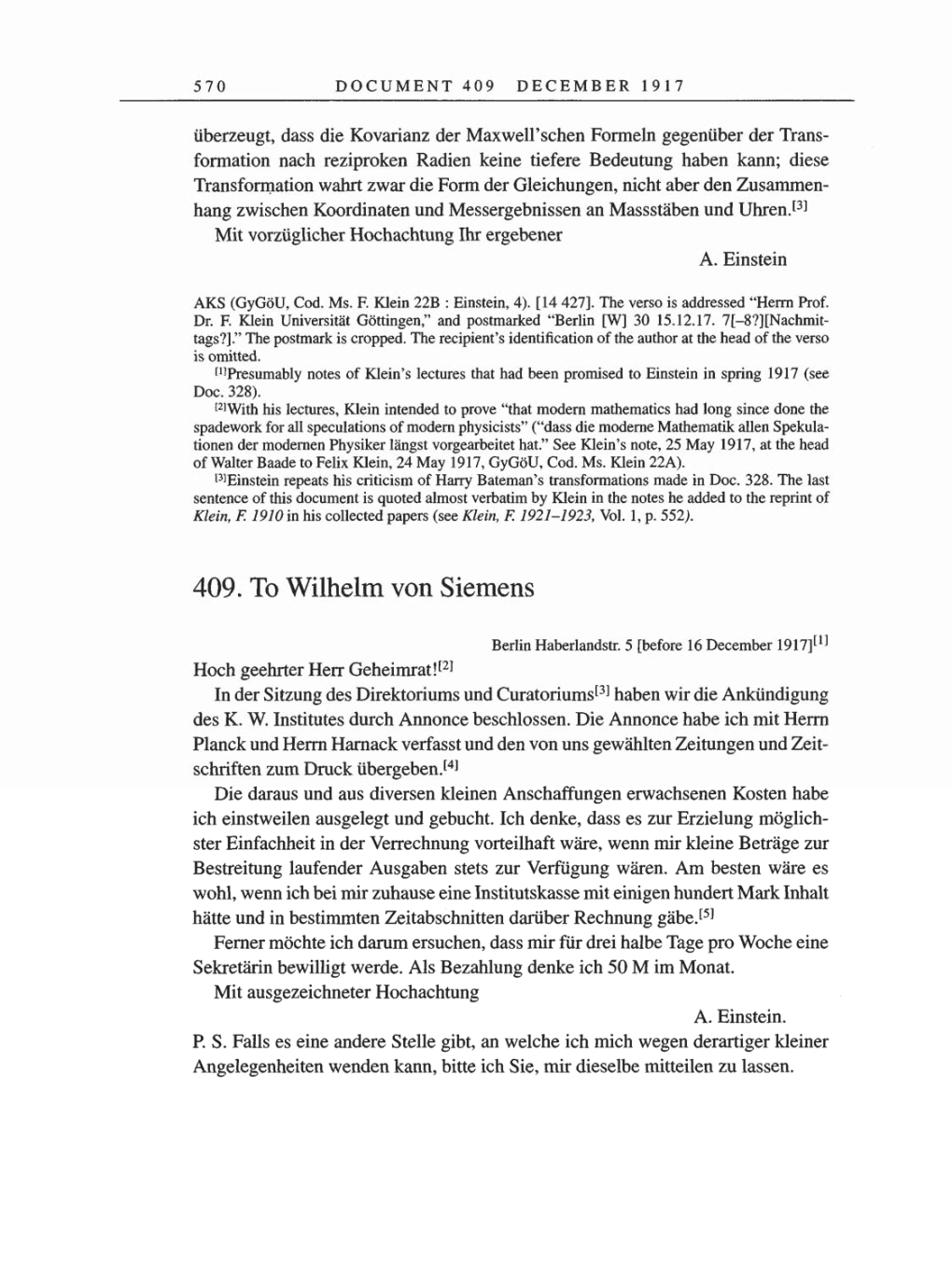 Volume 8, Part A: The Berlin Years: Correspondence 1914-1917 page 570