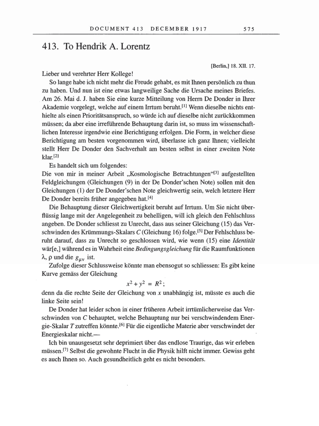 Volume 8, Part A: The Berlin Years: Correspondence 1914-1917 page 575