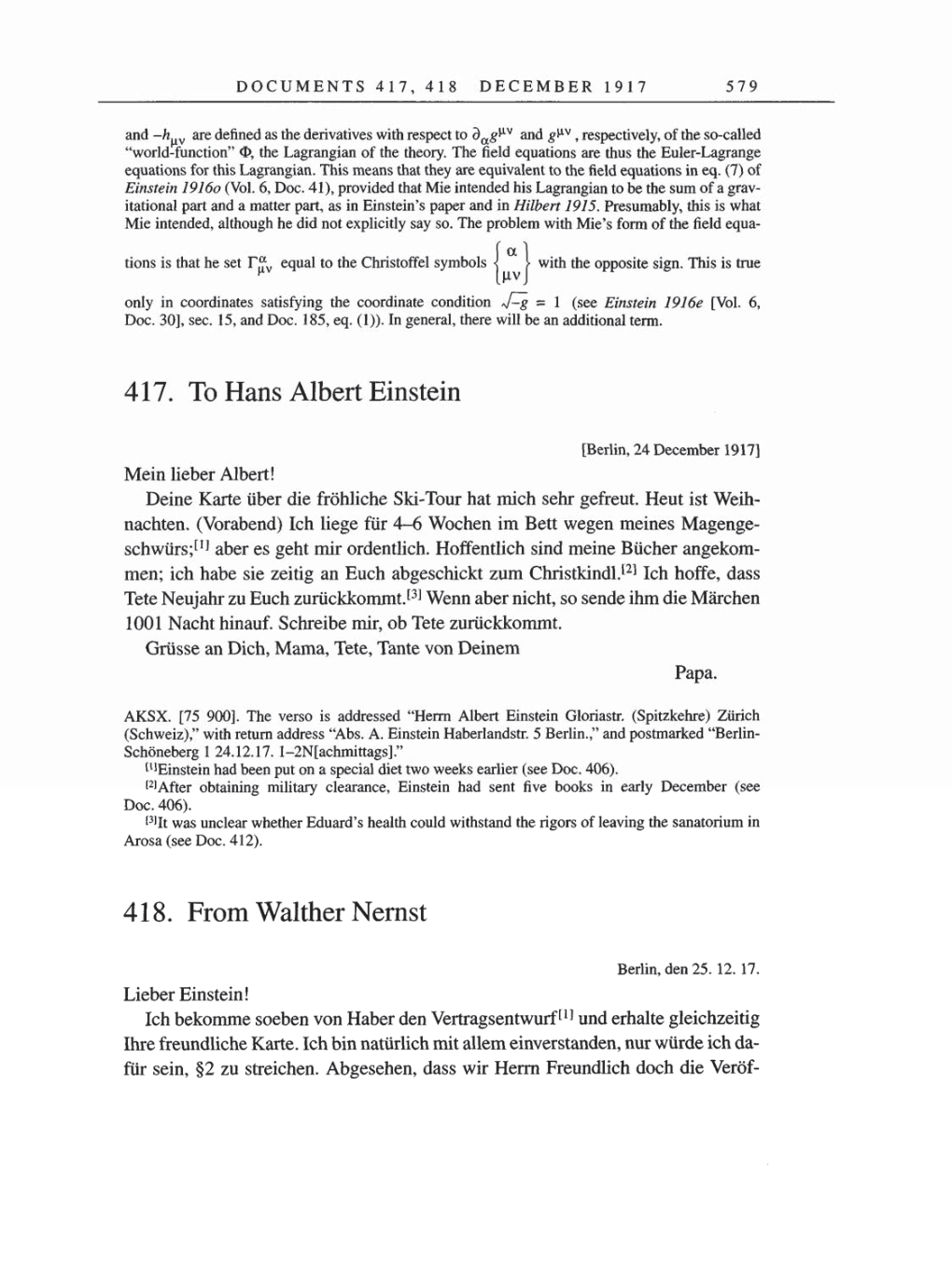 Volume 8, Part A: The Berlin Years: Correspondence 1914-1917 page 579
