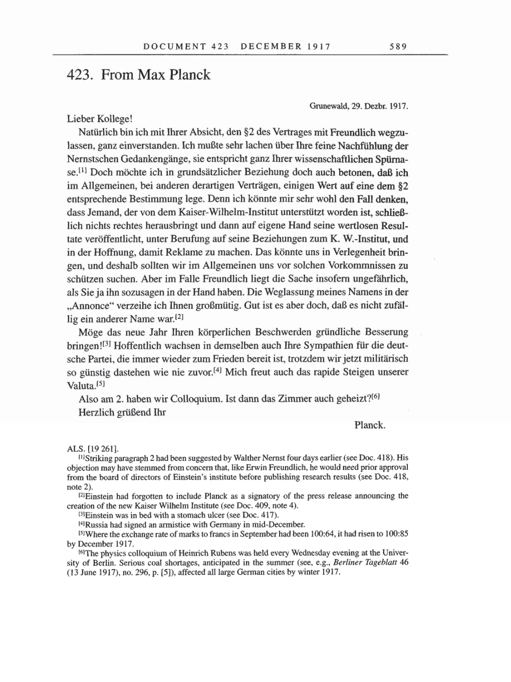 Volume 8, Part A: The Berlin Years: Correspondence 1914-1917 page 589