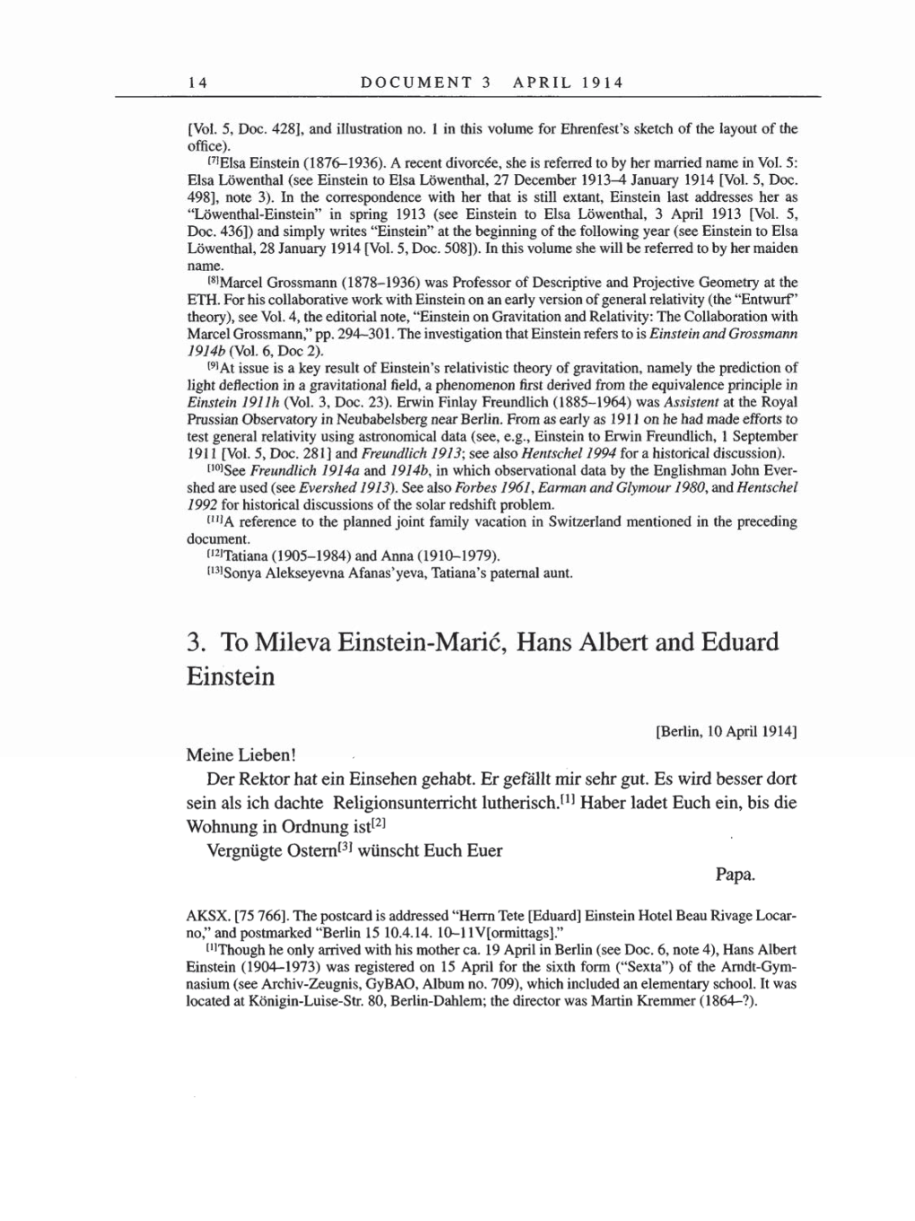 Volume 8, Part A: The Berlin Years: Correspondence 1914-1917 page 14