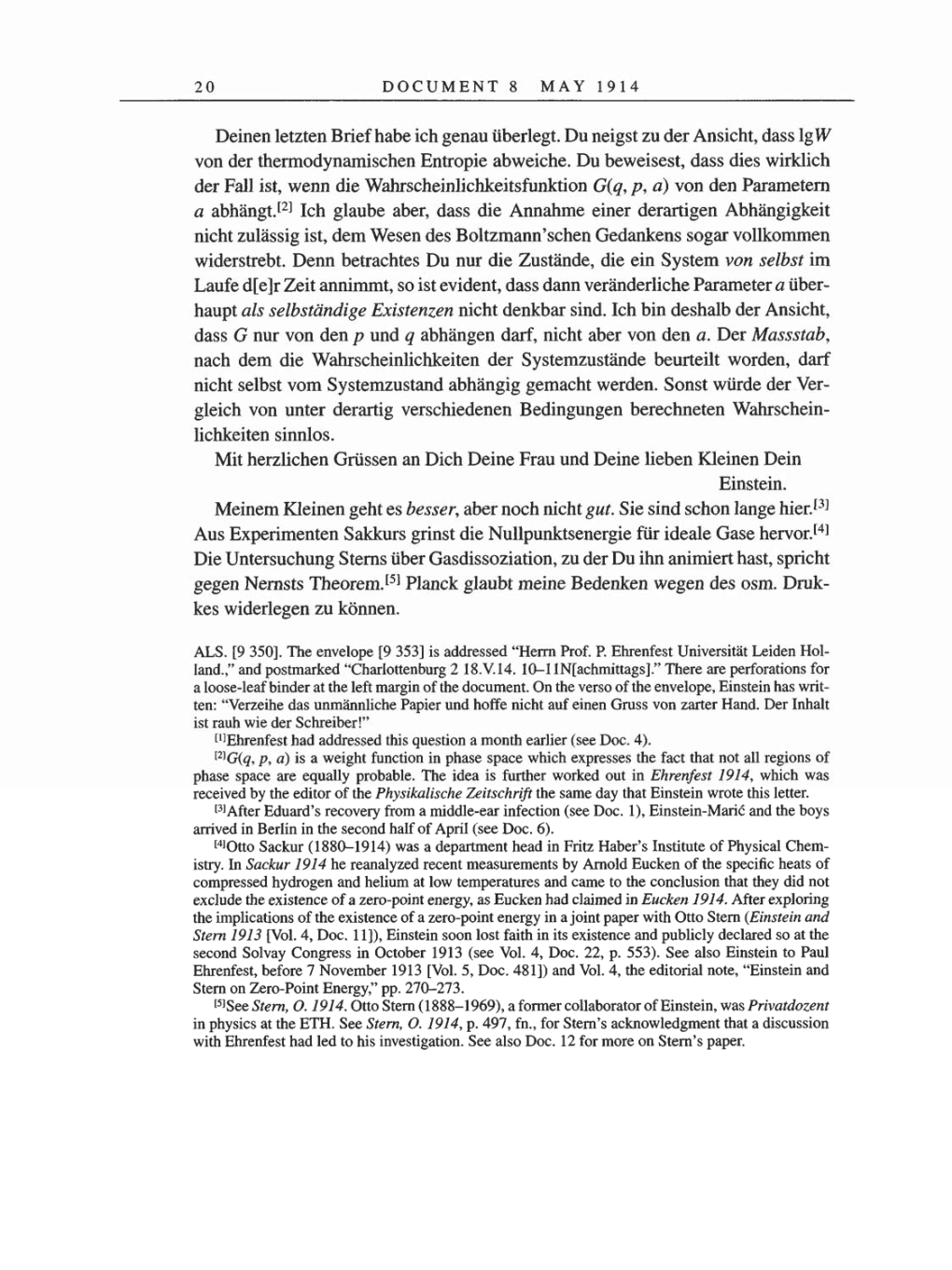 Volume 8, Part A: The Berlin Years: Correspondence 1914-1917 page 20
