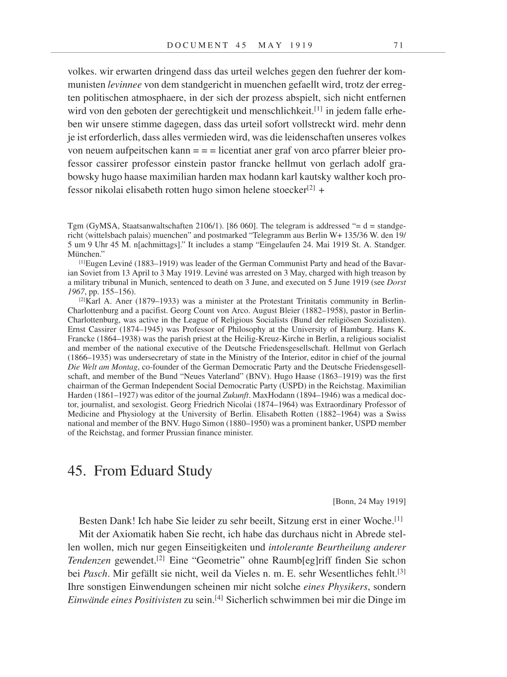 Volume 9: The Berlin Years: Correspondence January 1919-April 1920 page 71