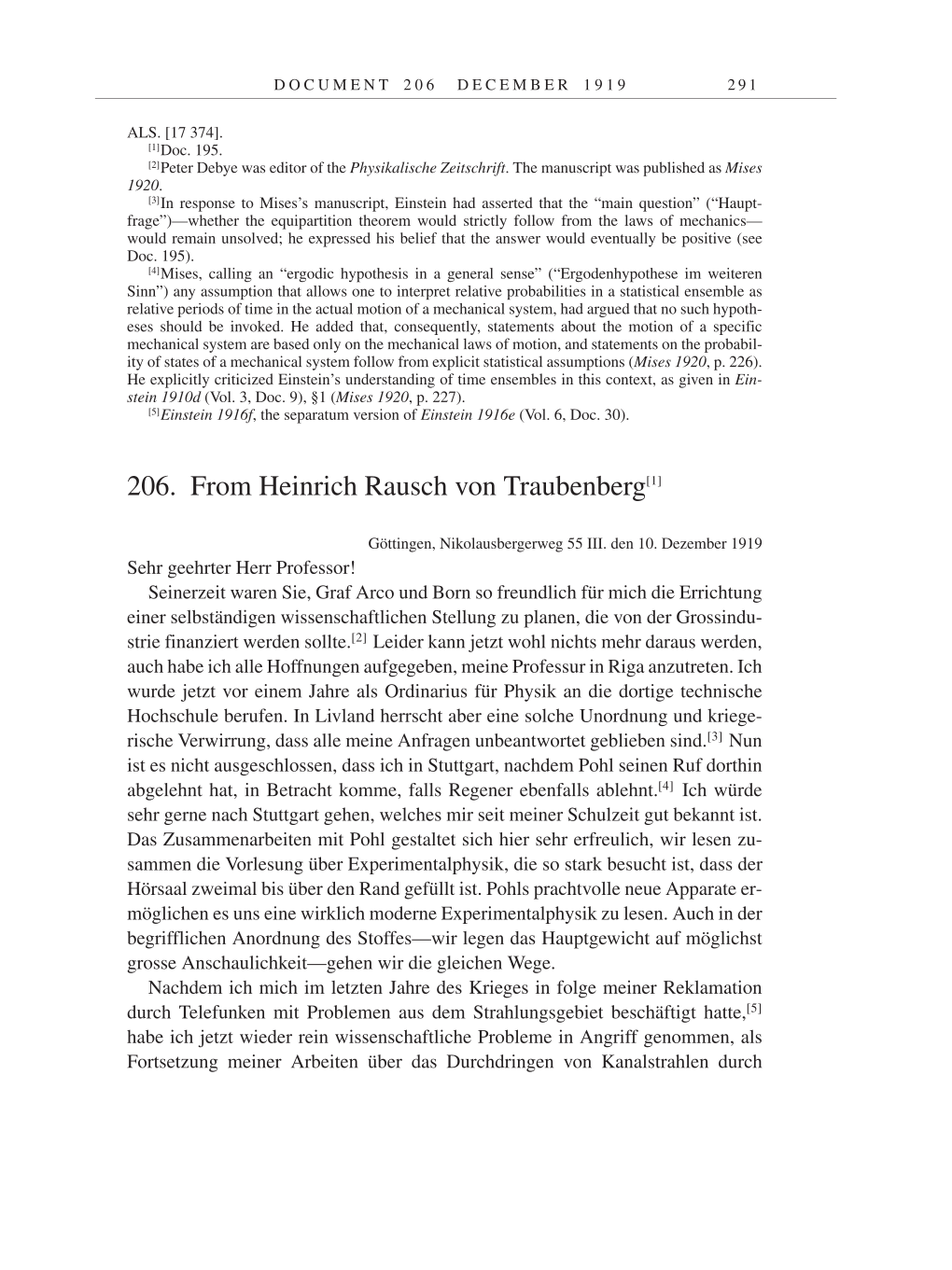 Volume 9: The Berlin Years: Correspondence January 1919-April 1920 page 291