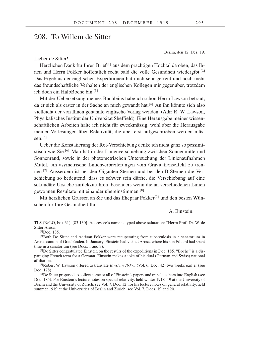 Volume 9: The Berlin Years: Correspondence January 1919-April 1920 page 295